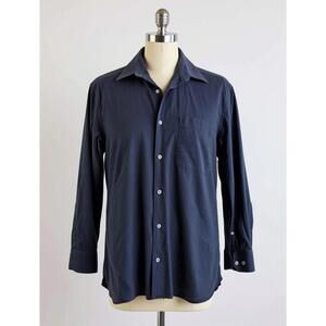 Men's Navy Blue Couture Dress Shirt Made in Italy